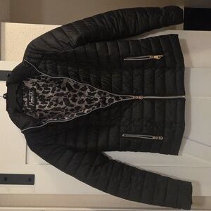 Nanette Lepore Black Puffer Jacket with Quilted Design